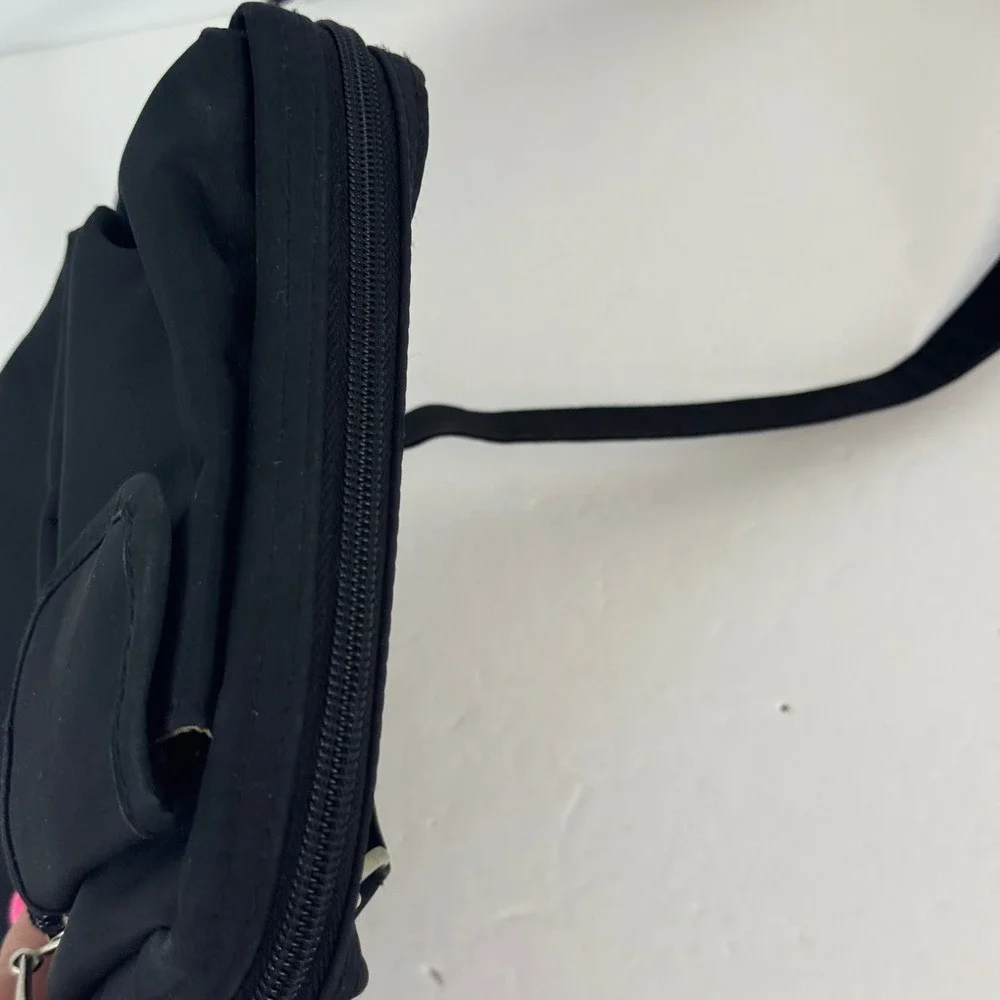 Baggallini Black Nylon Crossbody Bag Organizer Travel Purse Silver Hardware